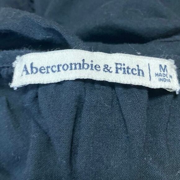 Abercrombie & Fitch Women's Black Keyhole Lace 3/4 Balloon Sleeve Blouse Top M - Picture 3 of 3